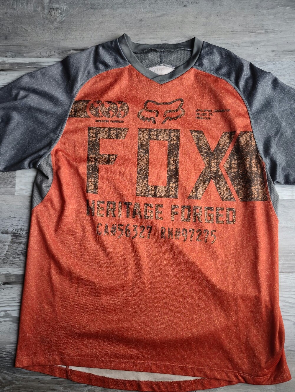 Fox Racing MTB Cycling Jersey Adult Large Orange Gray Short Sleeve Bike BMX MX